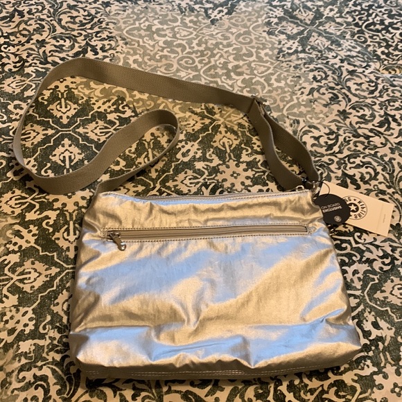 Kipling NWT Alvarez Crossbody Bag Platinum Metallic - Picture 2 of 4